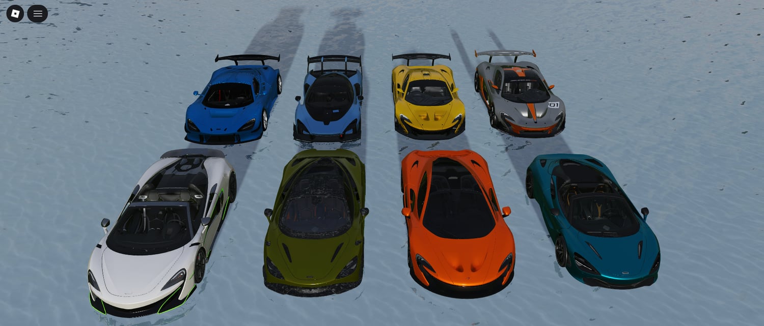 High-detail Roblox McLaren vehicle collection with realistic performance models
