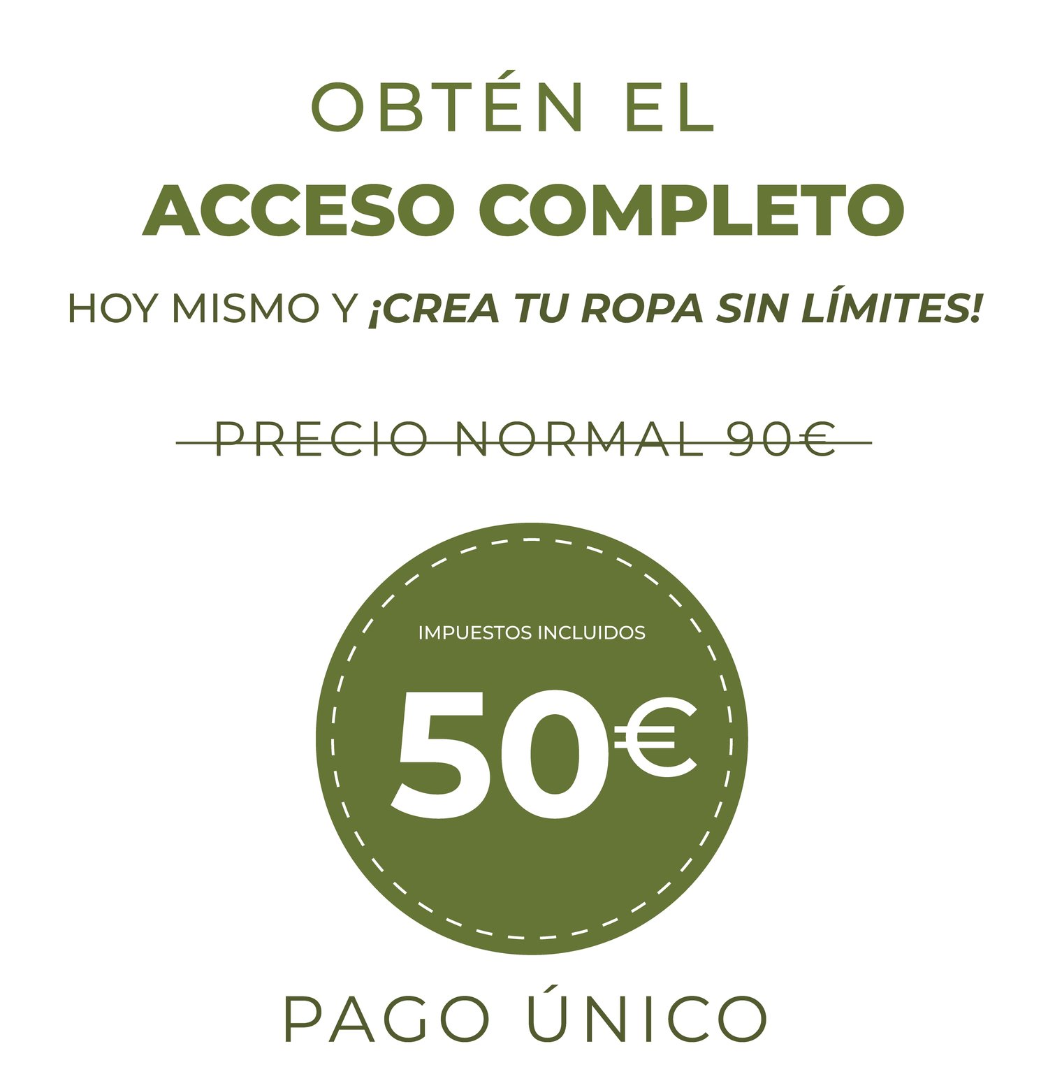 acceso, curso, patronaje, digital, precio, pago, único, oferta