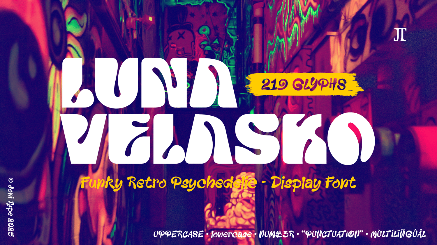 LUNA VELASKO - Funky retro psychedelic display font