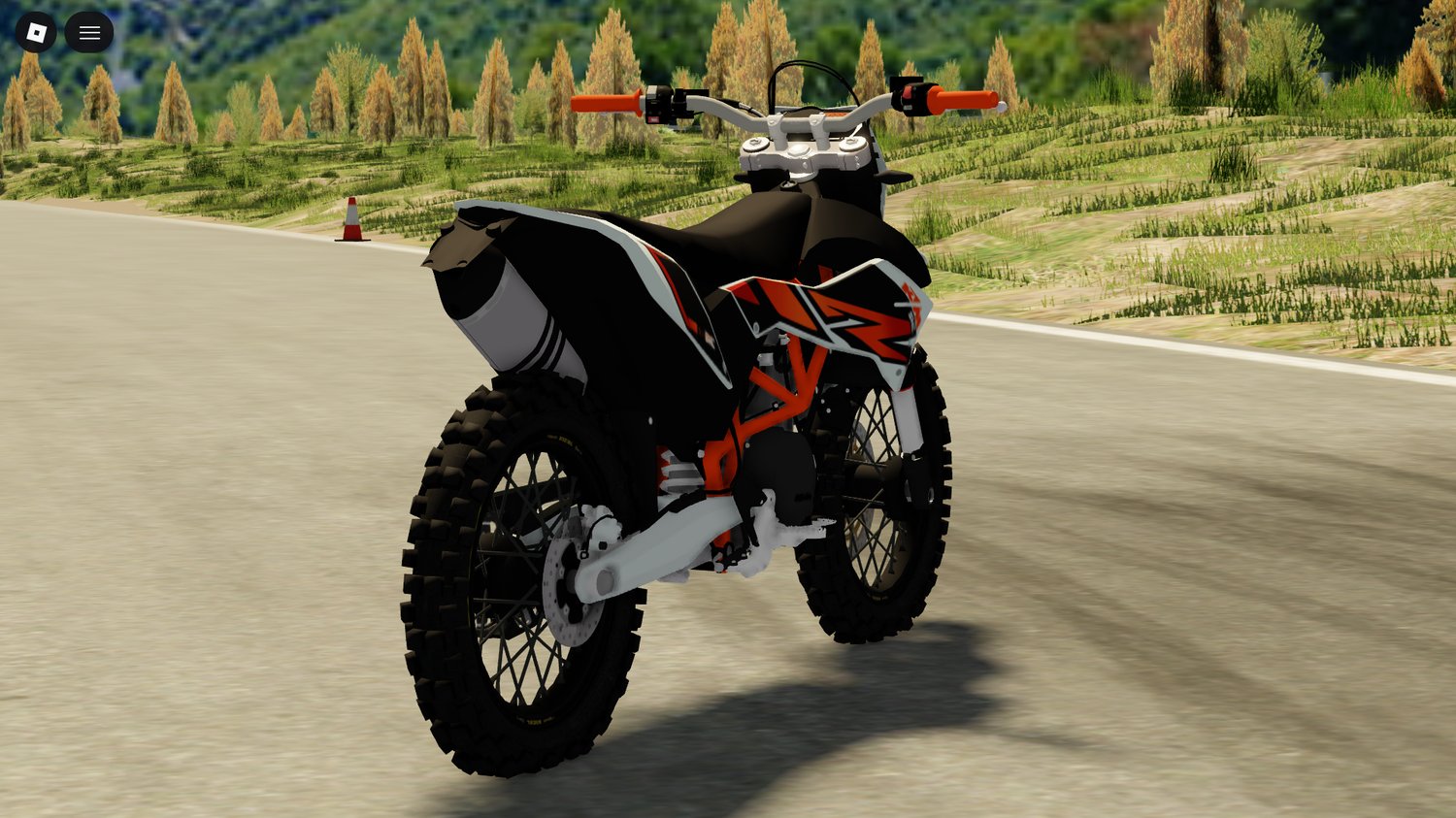 Side view of realistic KTM SMC 690 motorcycle