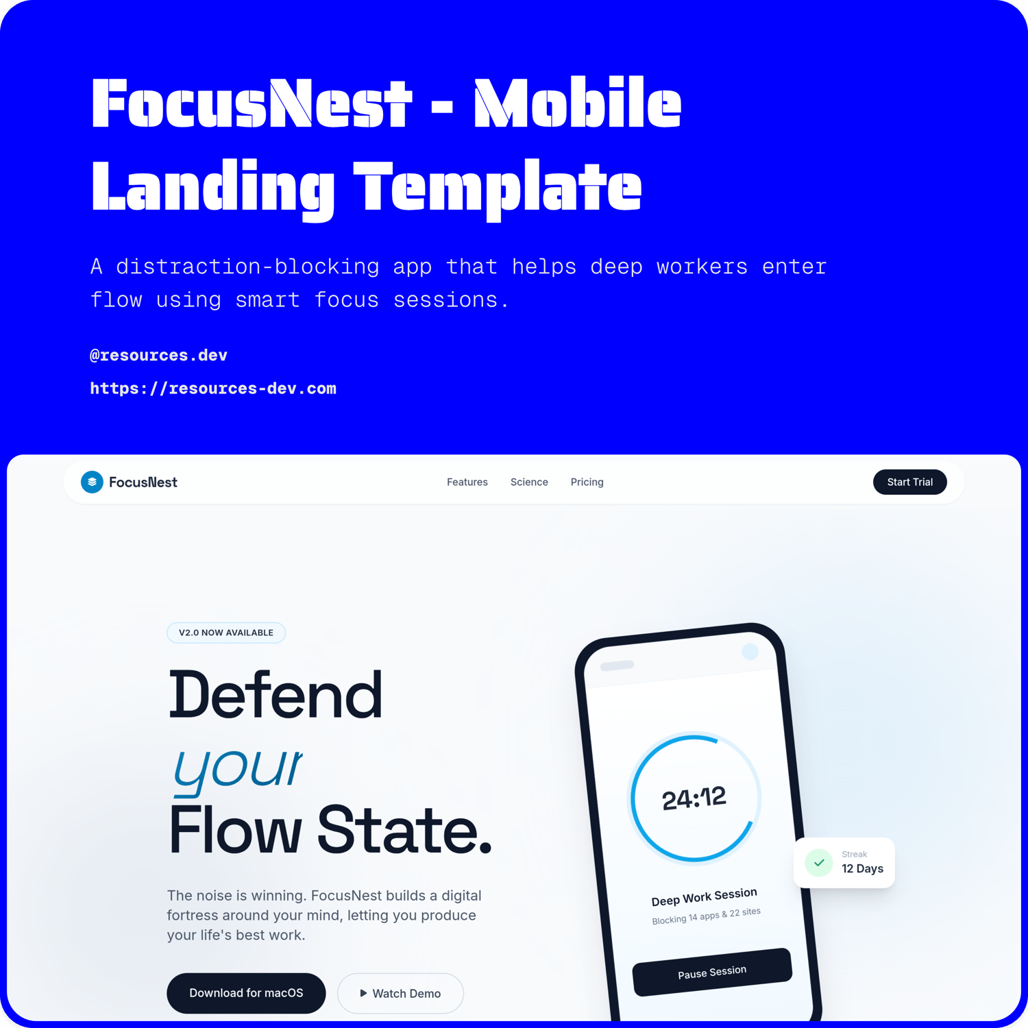 FocusNest Landing Page