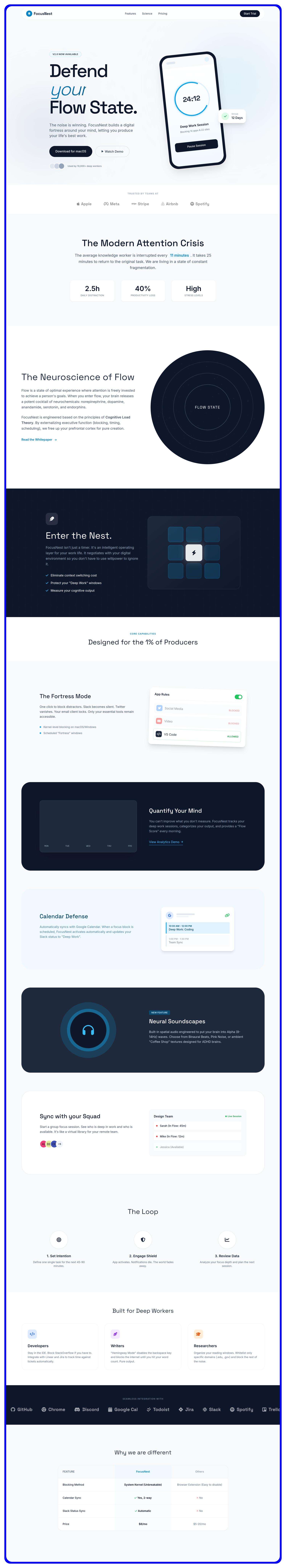 FocusNest App Mockup & Timer Preview