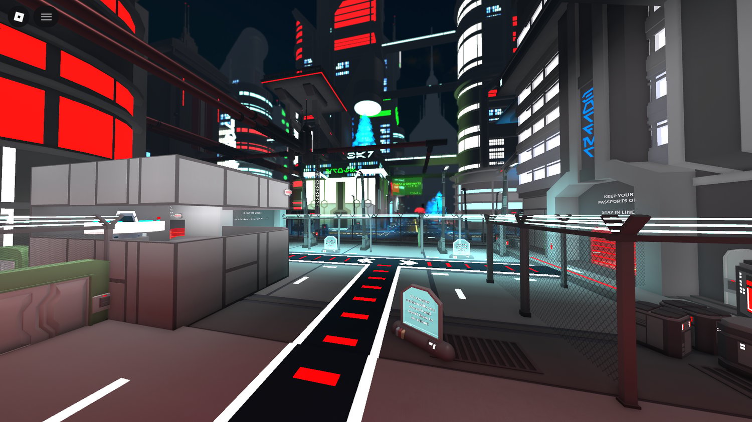 Border control checkpoint in sci-fi city