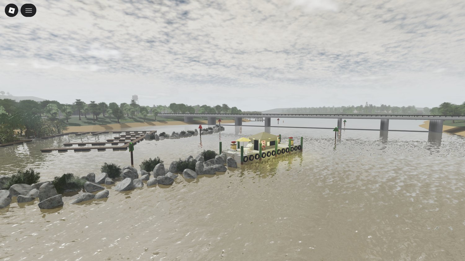 Lakeside Town used for movie recording in Roblox