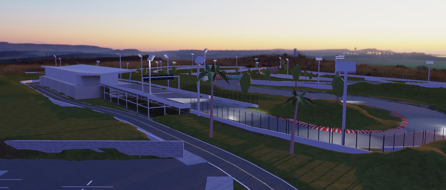 Modern American city RP map with roads, lighting, and racing circuit