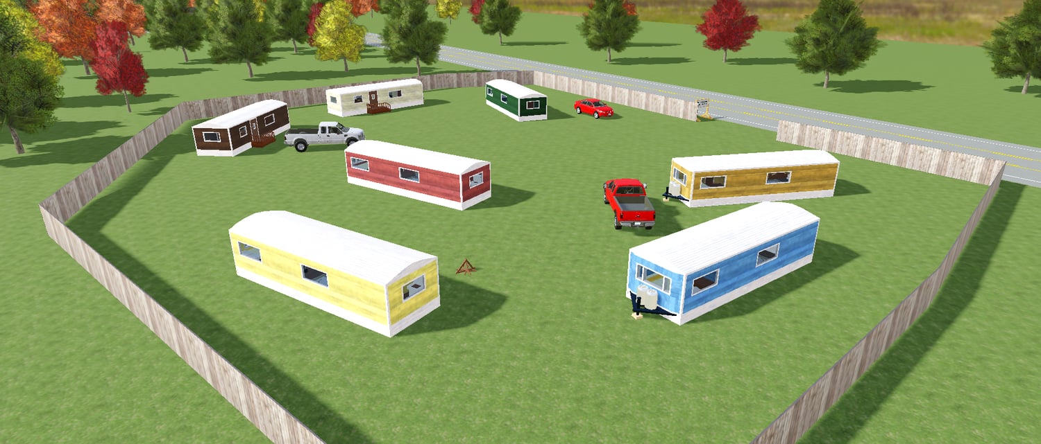 Autumn-themed Roblox USA roleplay map with neighborhoods and county layout