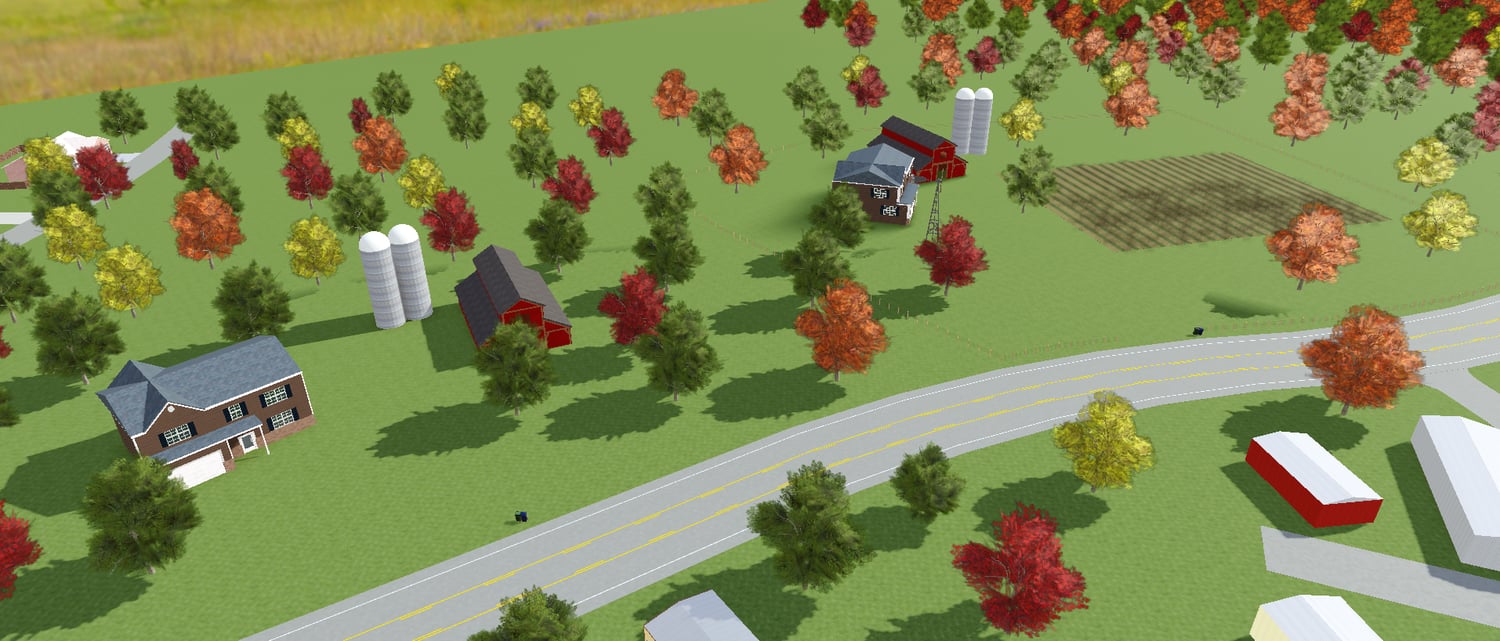 Large USA county town roleplay map for Roblox with roads and residential areas
