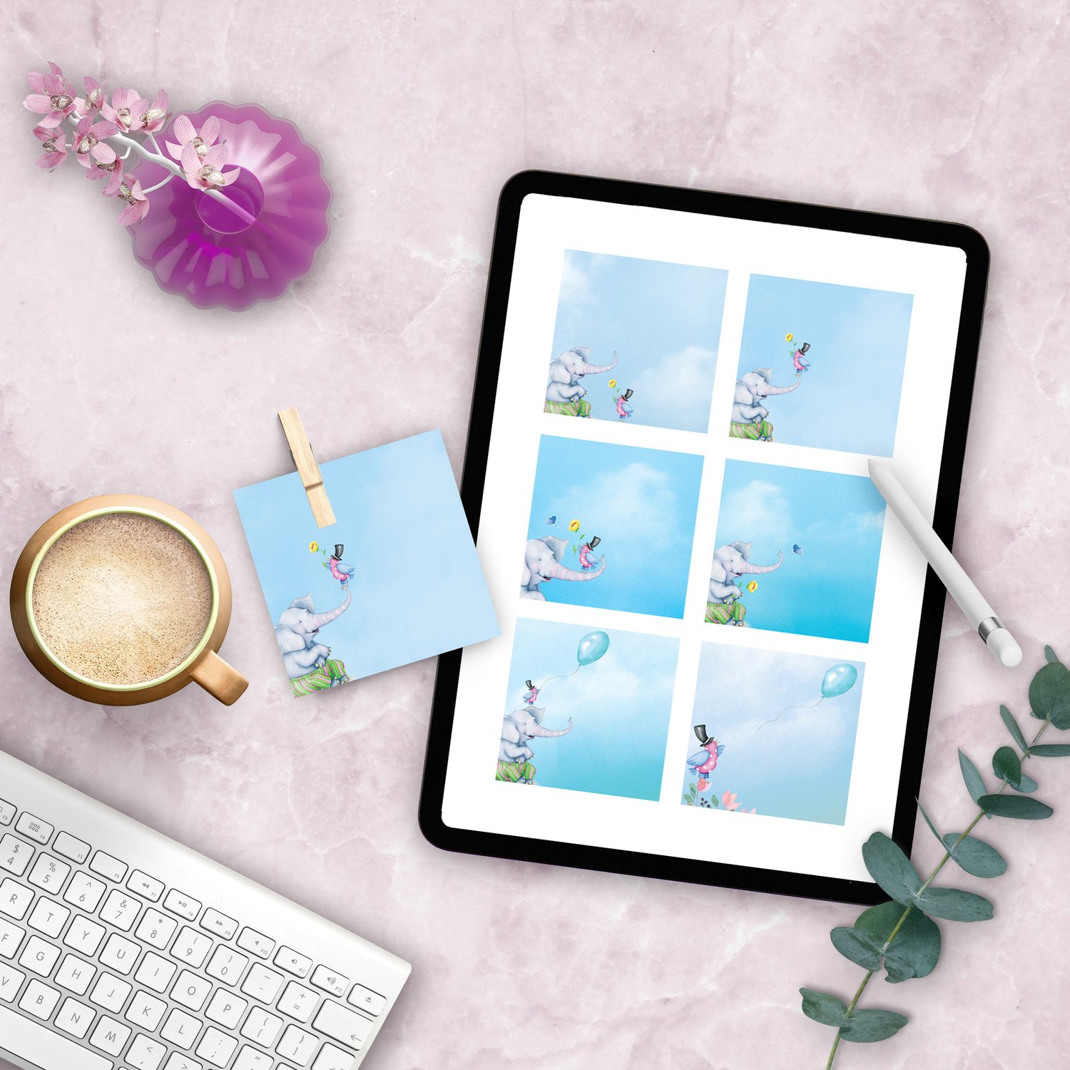 Printable Sticky Notes - An Elephant & Bird Friendship
