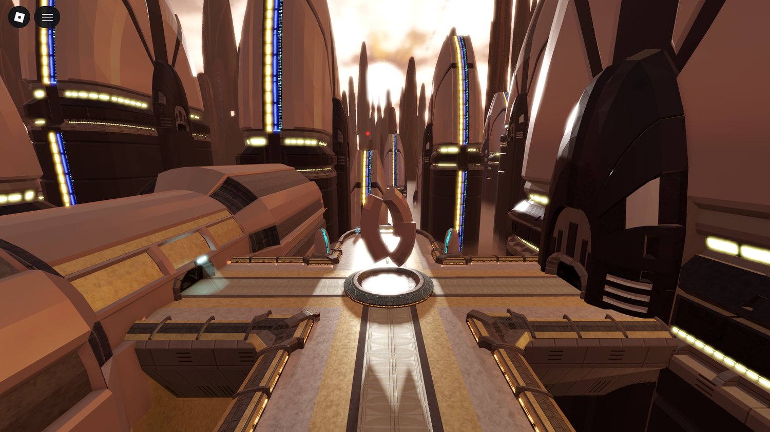 Interior passage with scripted access doors