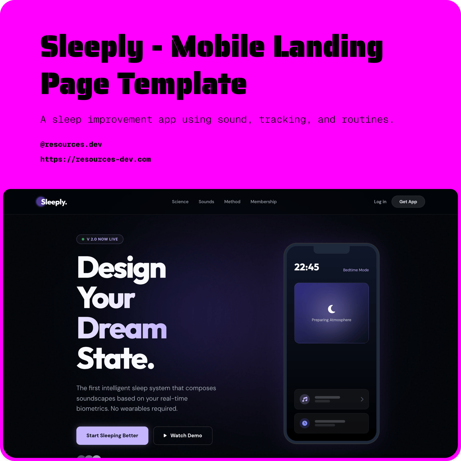 Sleeply Sleep App Landing Page