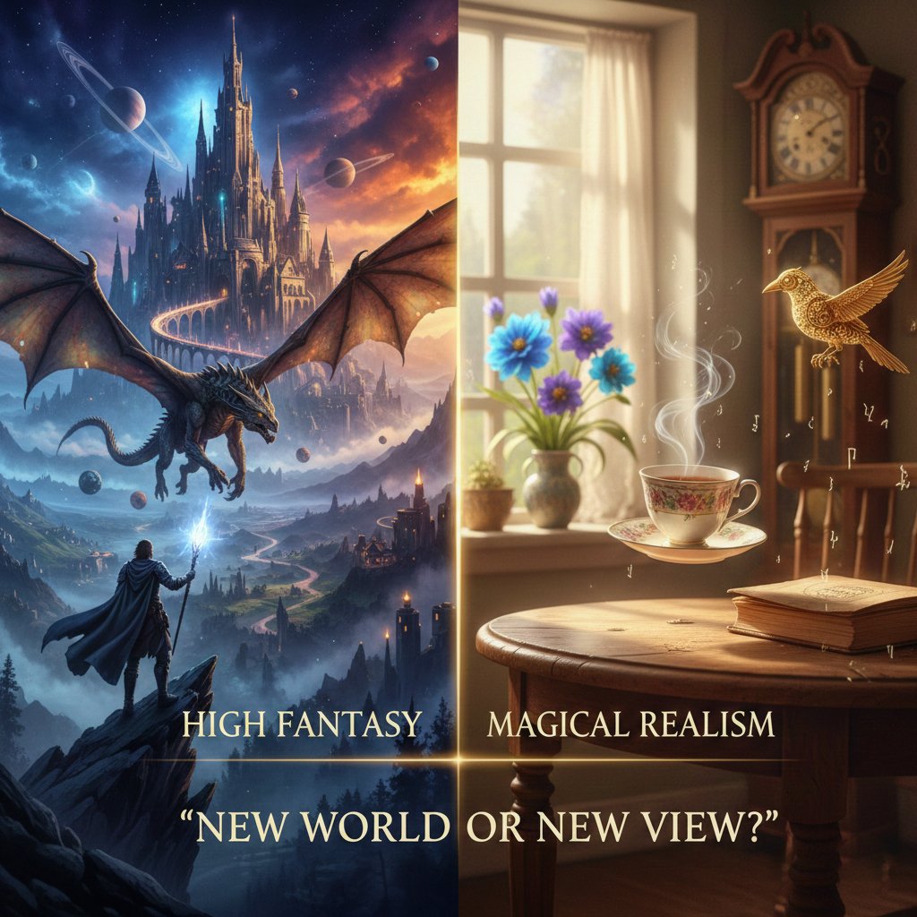 Are you craving an epic escape or an intimate truth? Learn the key difference between High Fantasy and Magical Realism to pick your next perfect book.