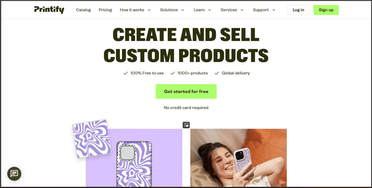 Printify website homepage