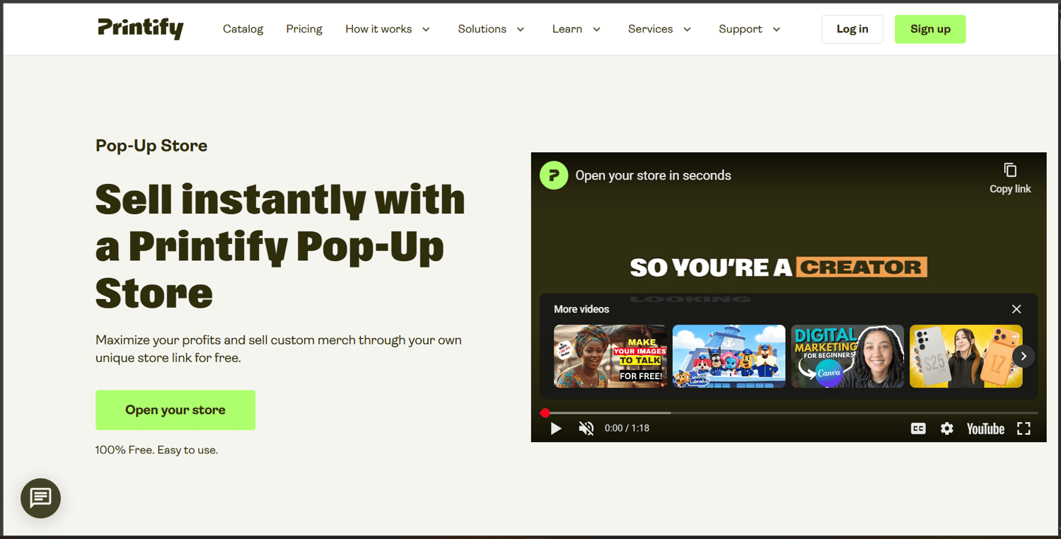 Printify pop-up store