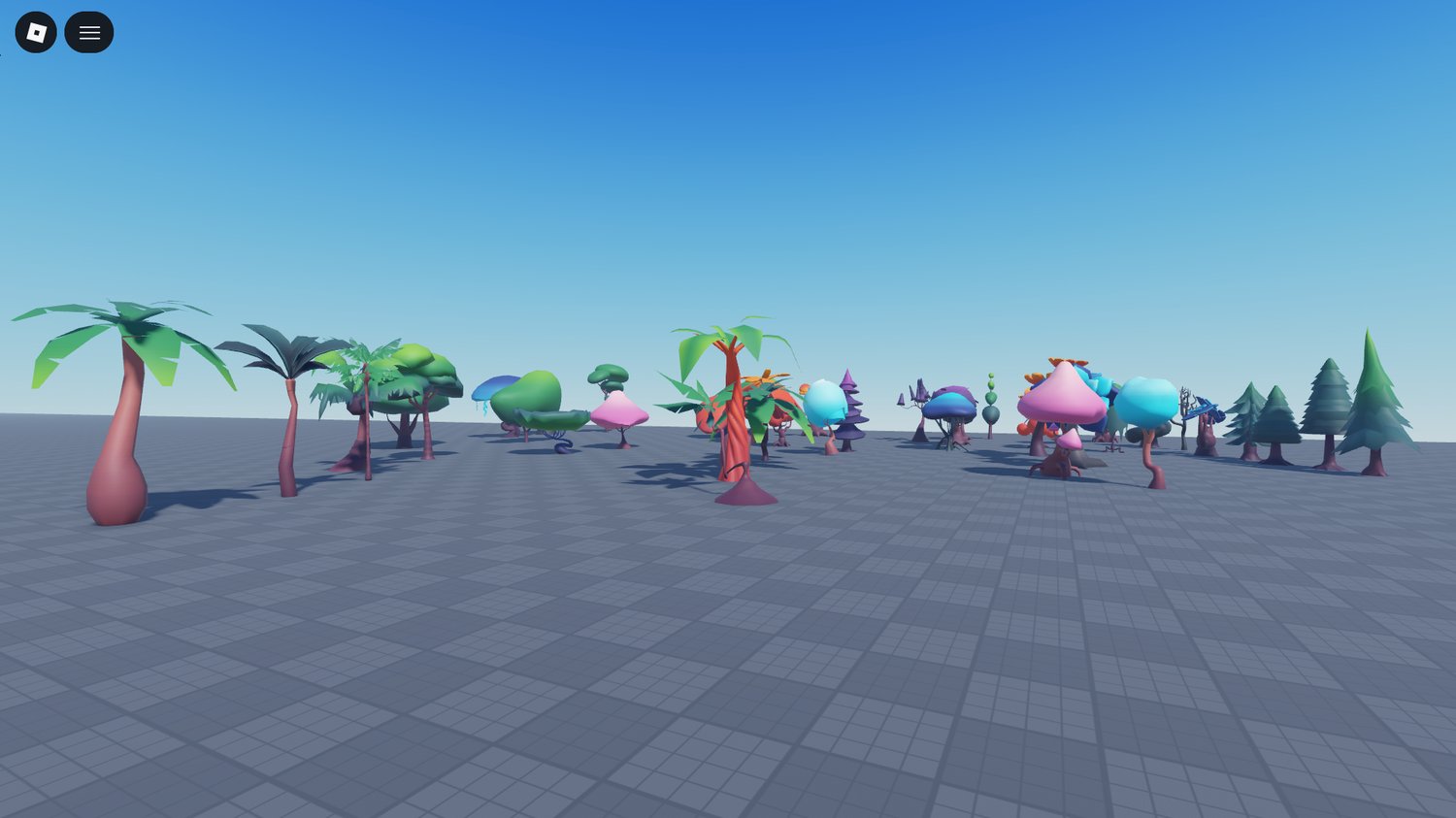 Decorative forest scenery with stylized trees