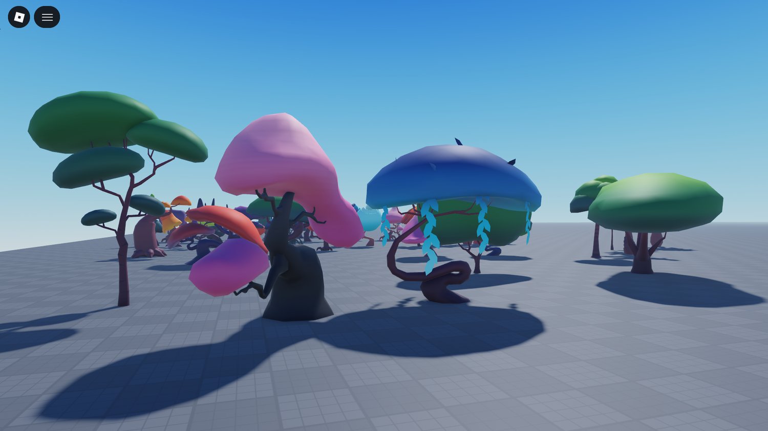 Low poly tree assets used in Roblox environment