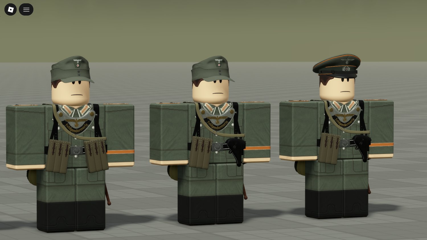 Military clothing pack displayed in Roblox