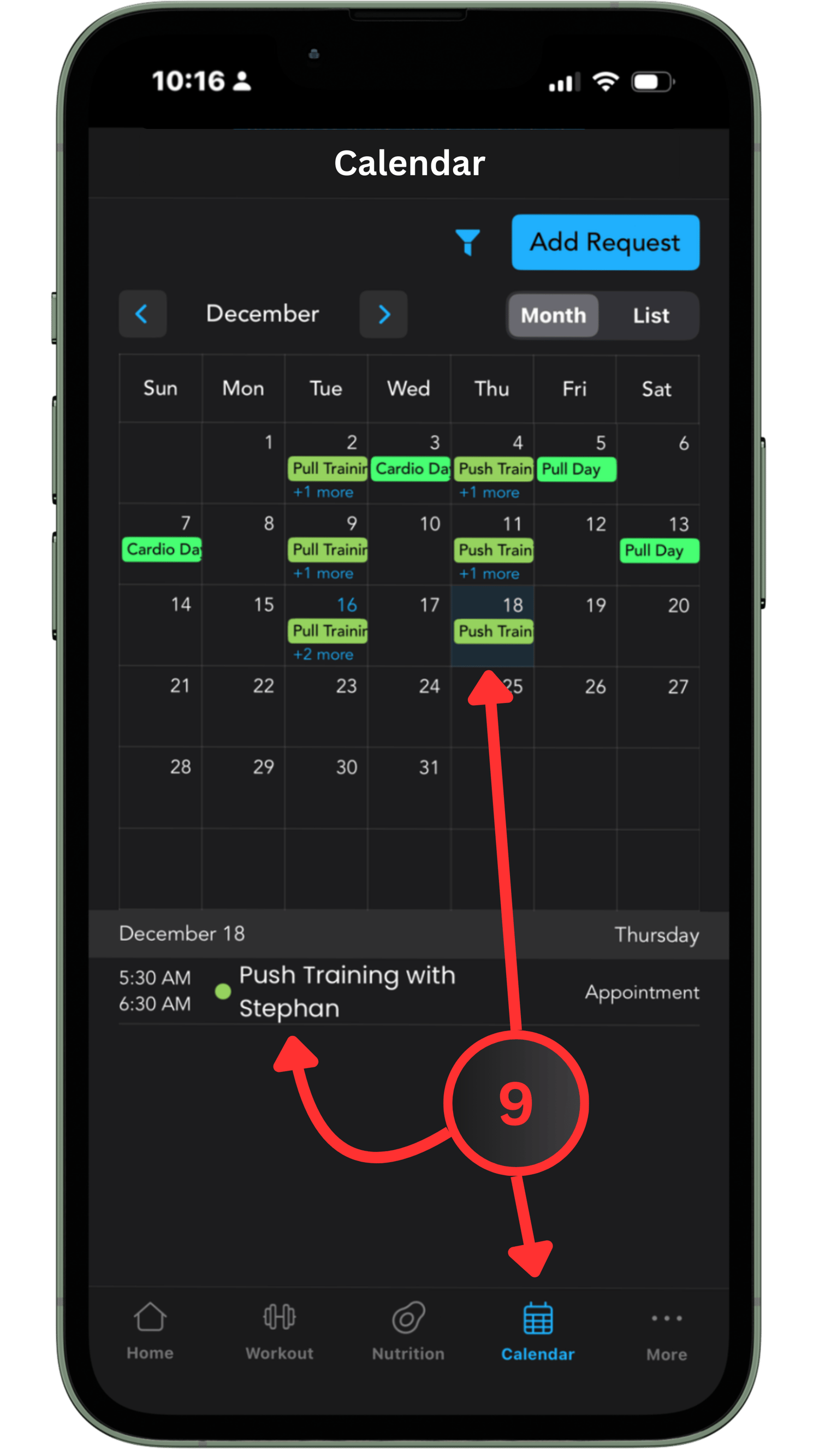 Four Pillar Fitness Coaching App - Calendar Page