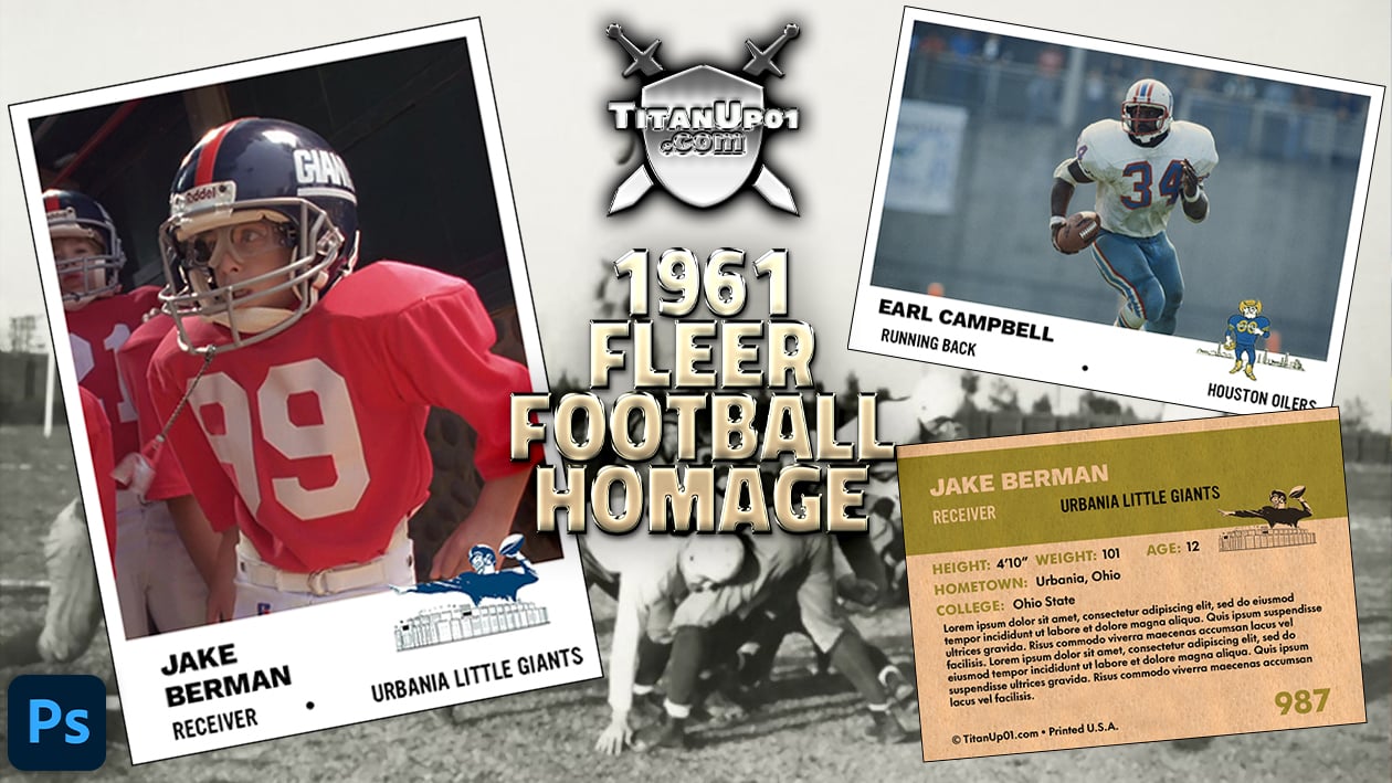 1961 Fleer Football Homage Photoshop PSD Templates
