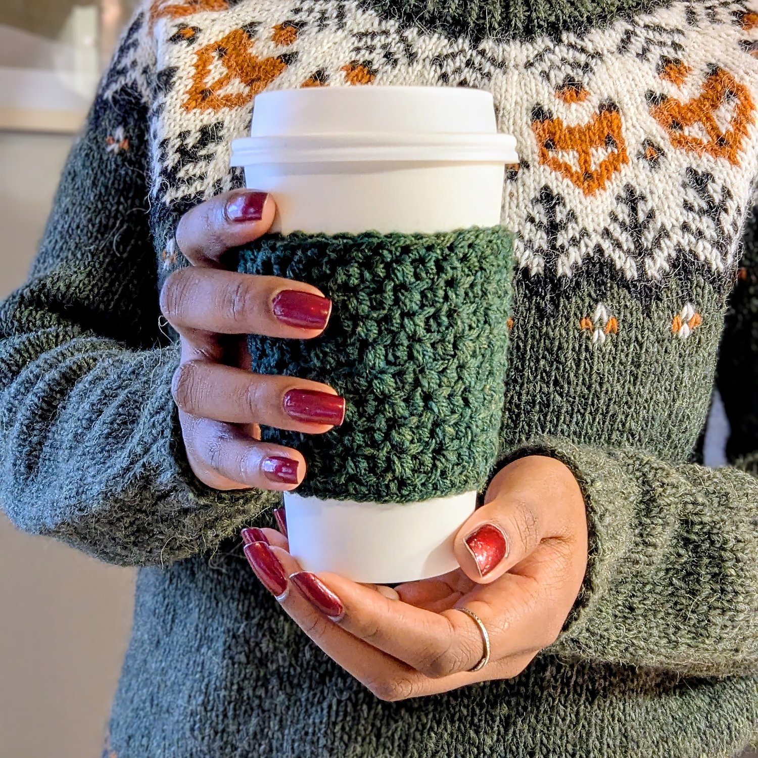 Morning Brew Reusable Crochet Cup Cozy