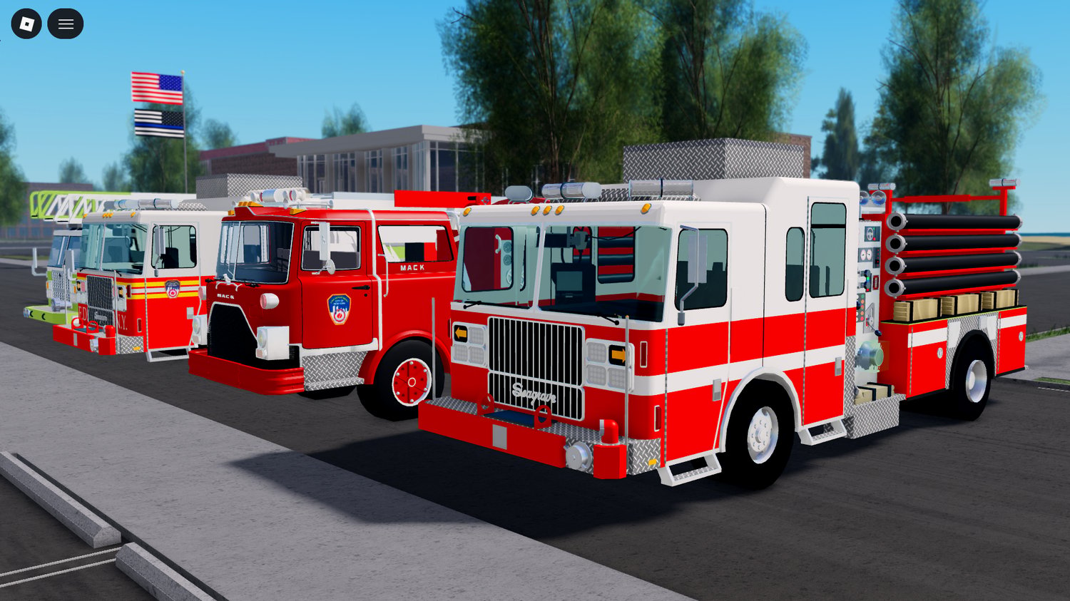 FDNY Mack firetruck detailed exterior view