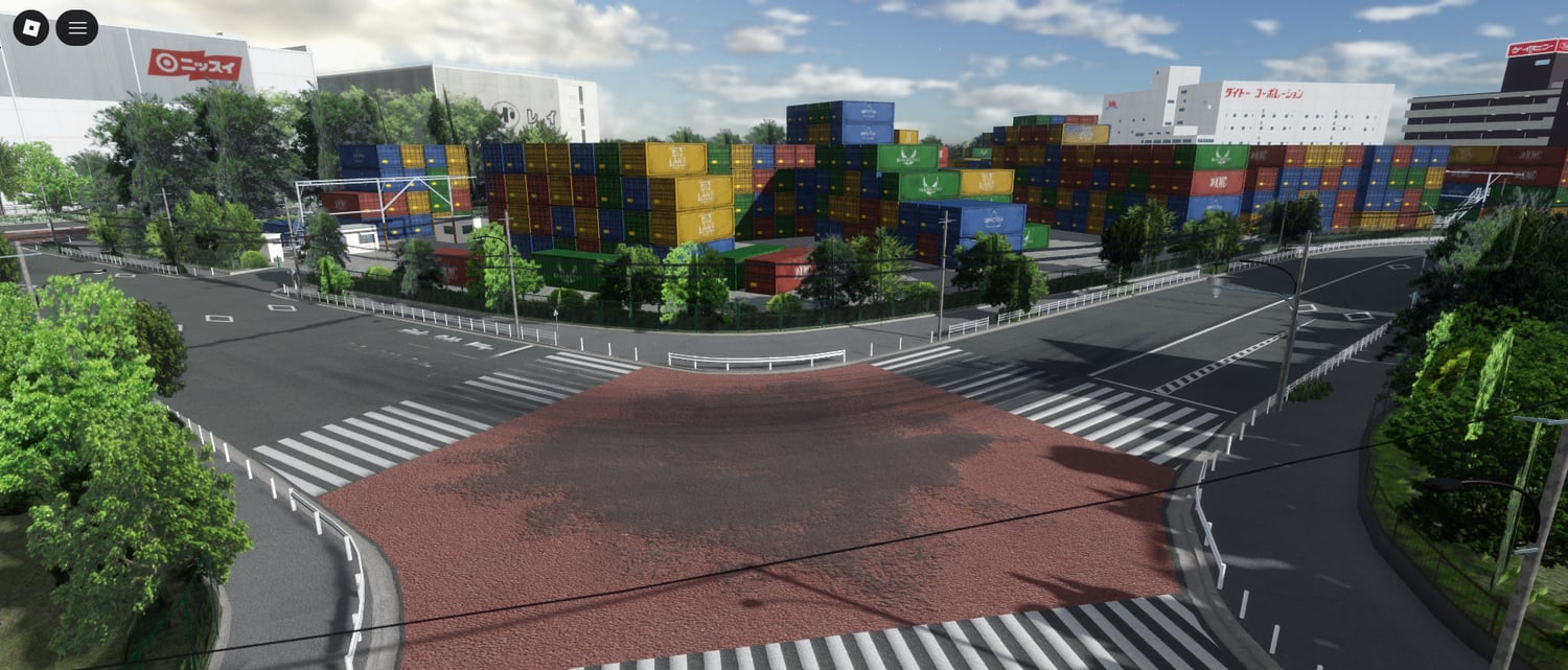 Drift circuit set inside city map