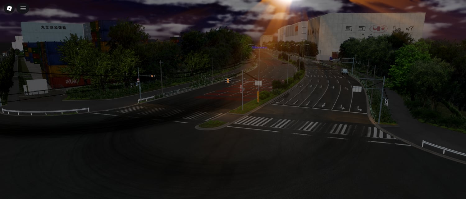 Urban city drift track with realistic roads