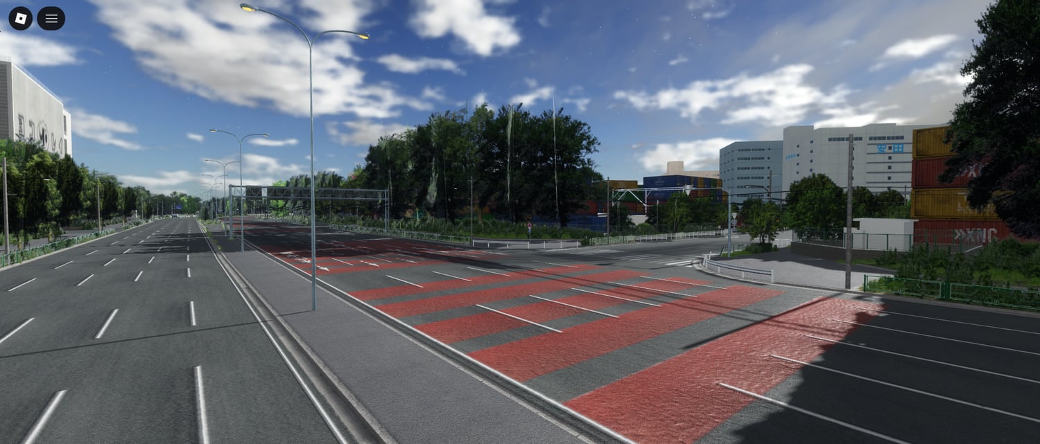 Racing route through urban city streets