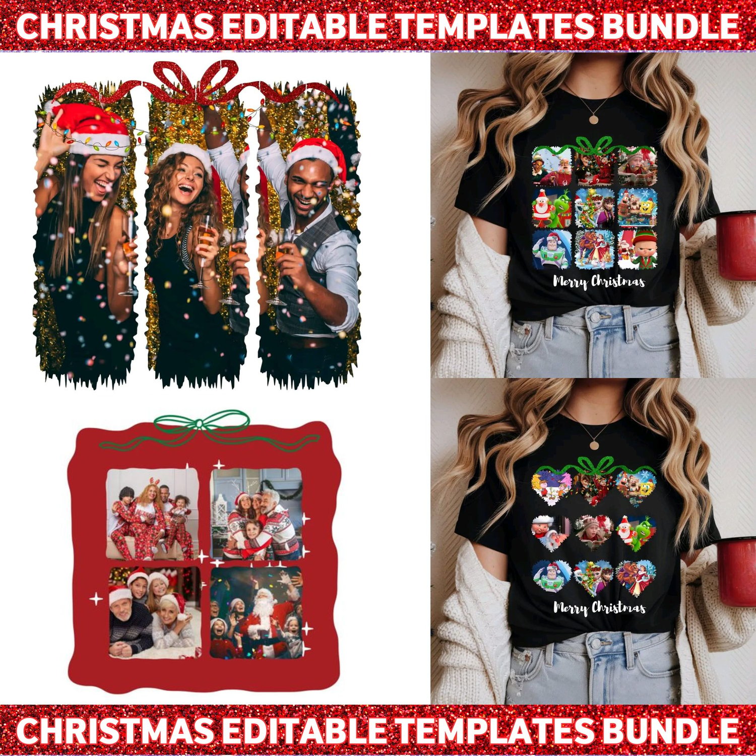 Christmas Canva Editable Collage Frame & Brush Templates Bundle - Payhip