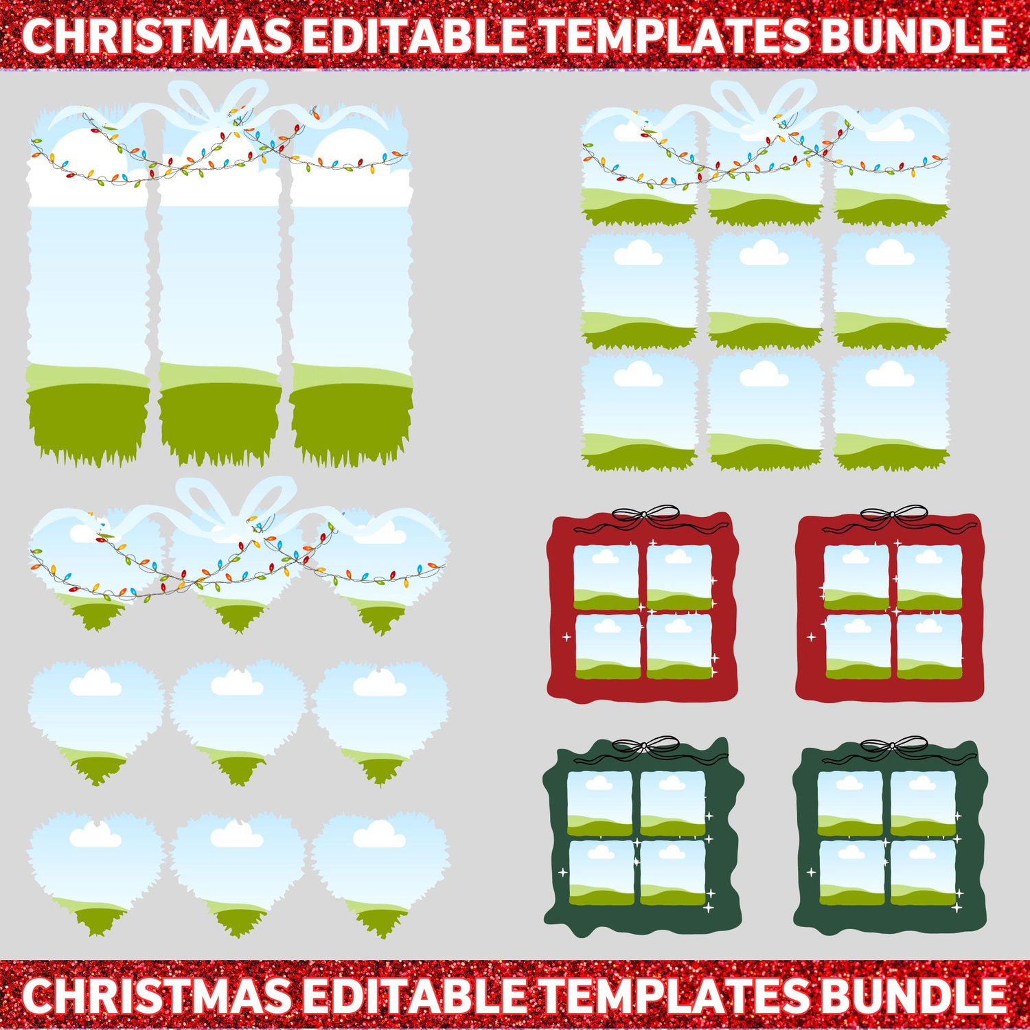 Christmas Canva Editable Collage Frame & Brush Templates Bundle - Payhip