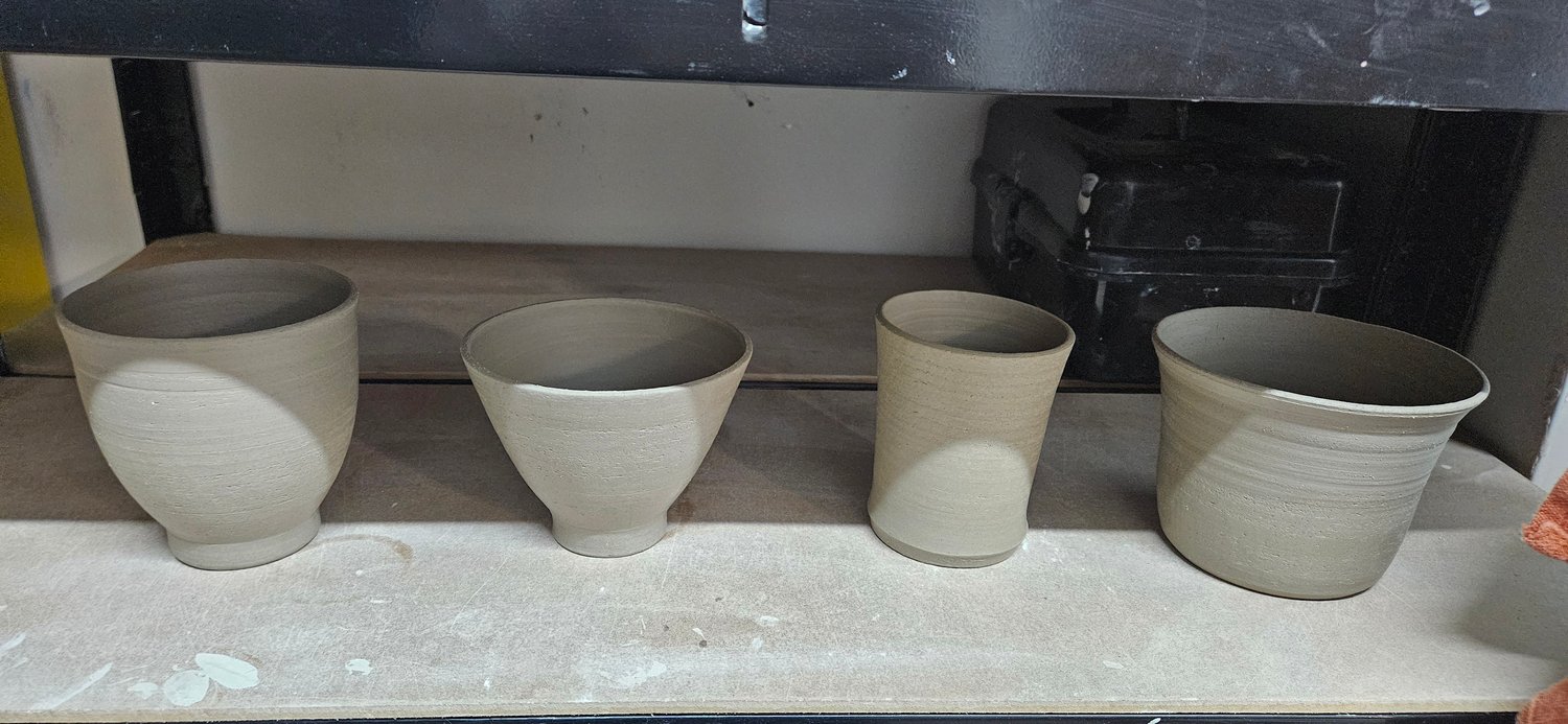 Stoneware post air-drying before bisque firing