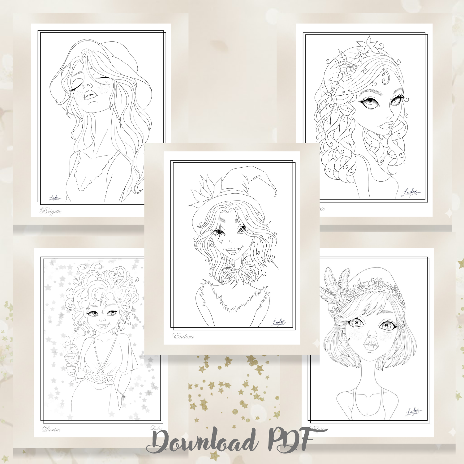 5 Dessins de femmes délicates à colorier