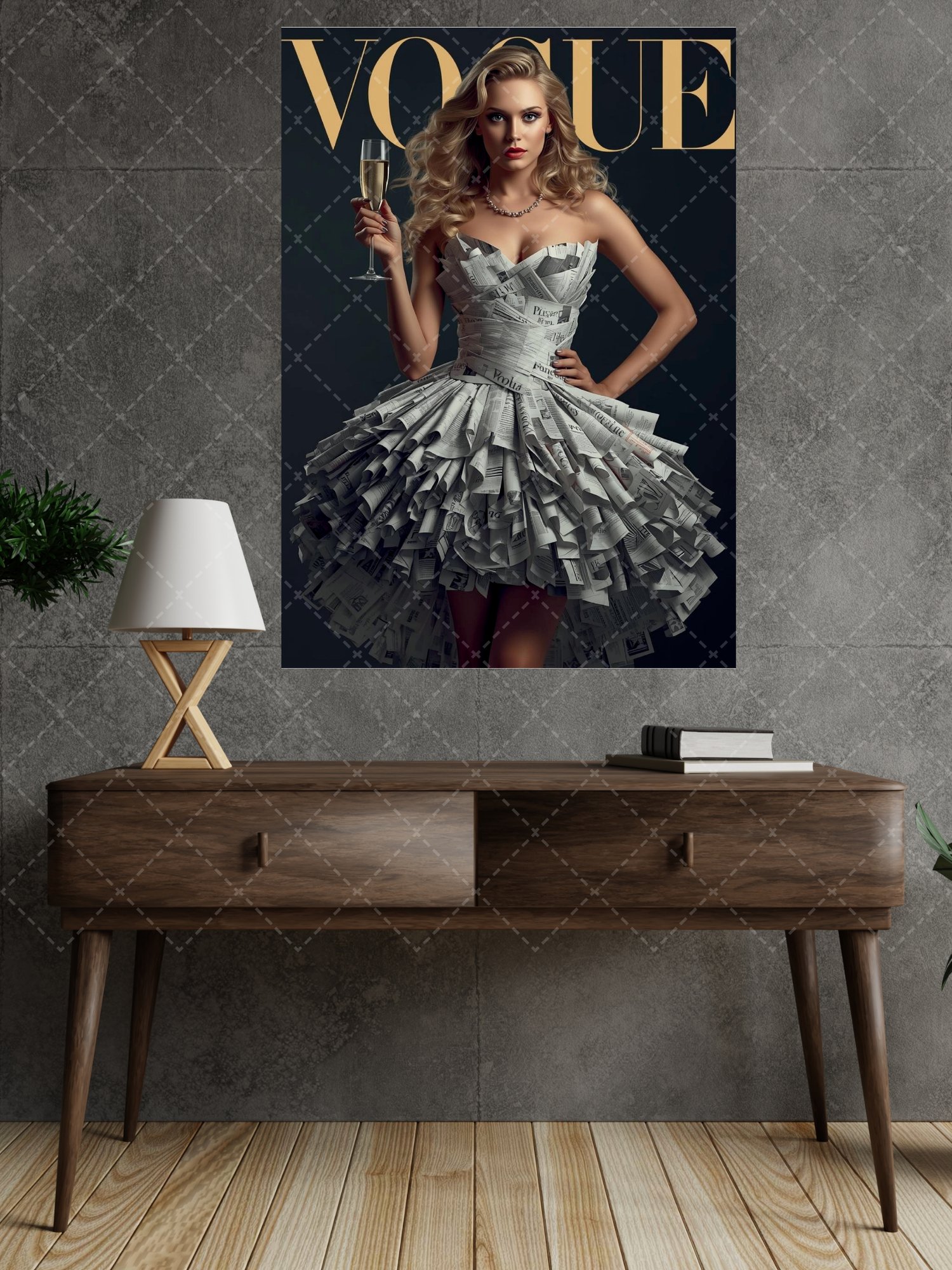 High-fashion editorial art print,  Photorealistic, cinematic poster,  Elegant newspaper fashion wallart,  digital download art poster,  digital wall art