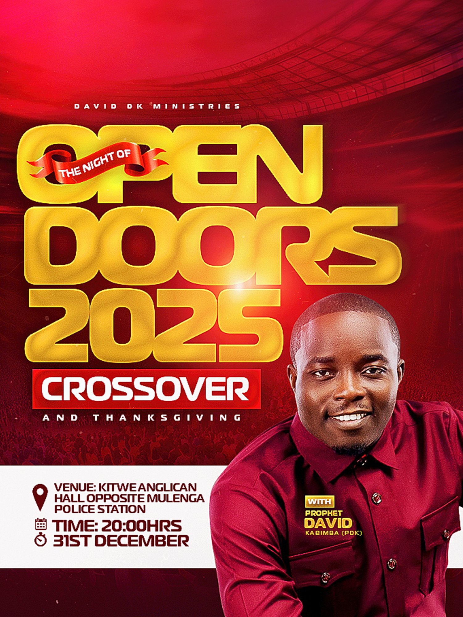 Church crossover night poster design for New Year Christian service.