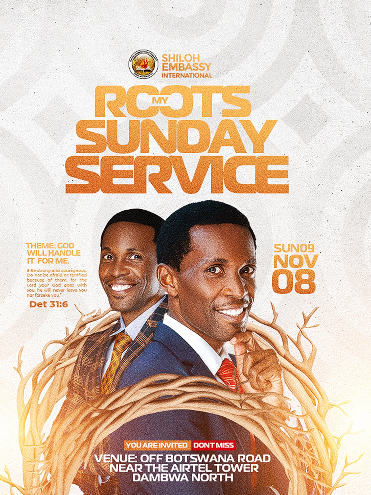 Church flyer designs for Christian events including Sunday service, prayer meeting, and crossover night posters.