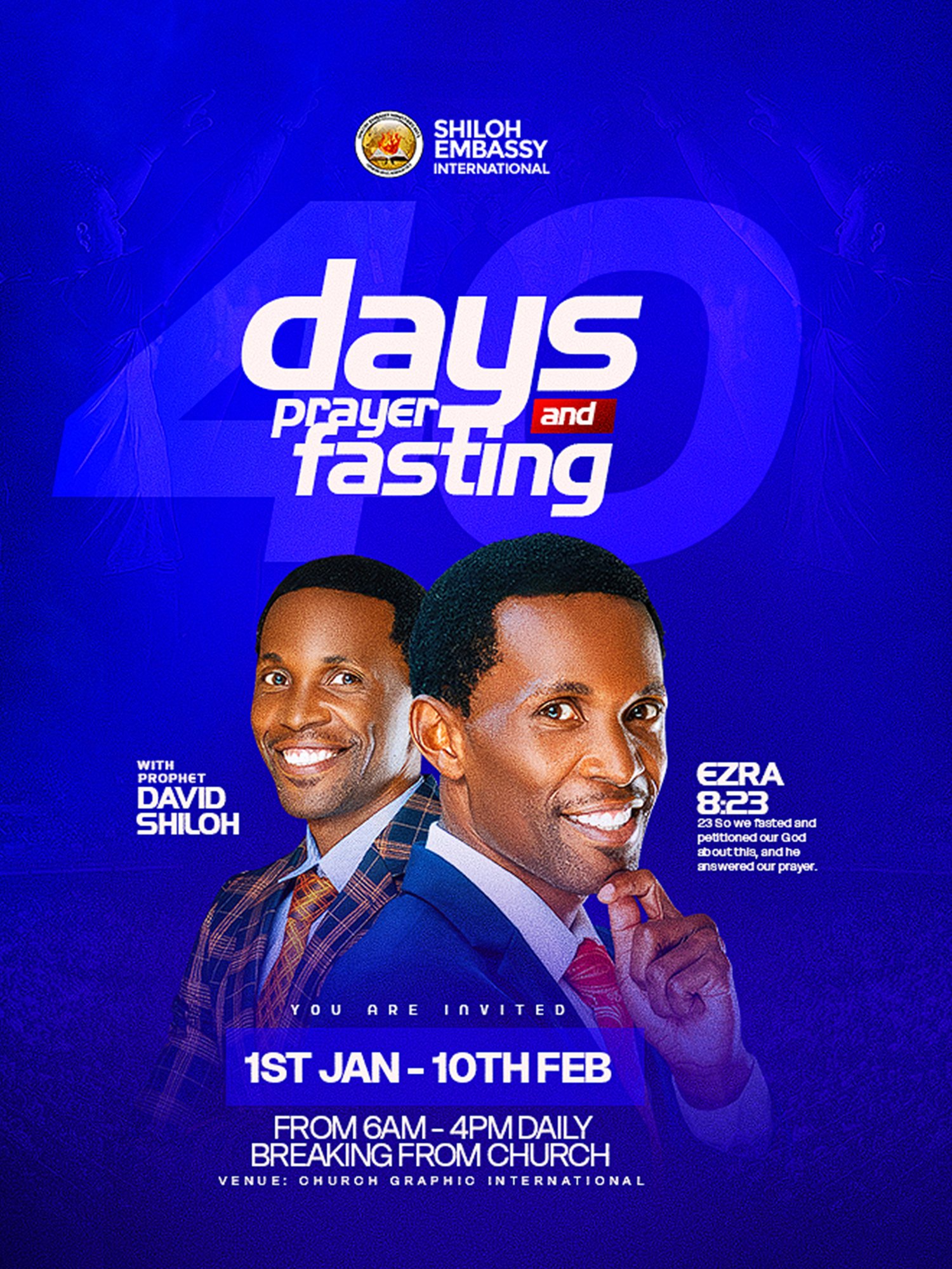 Church prayer and fasting poster design for Christian fasting and prayer event.