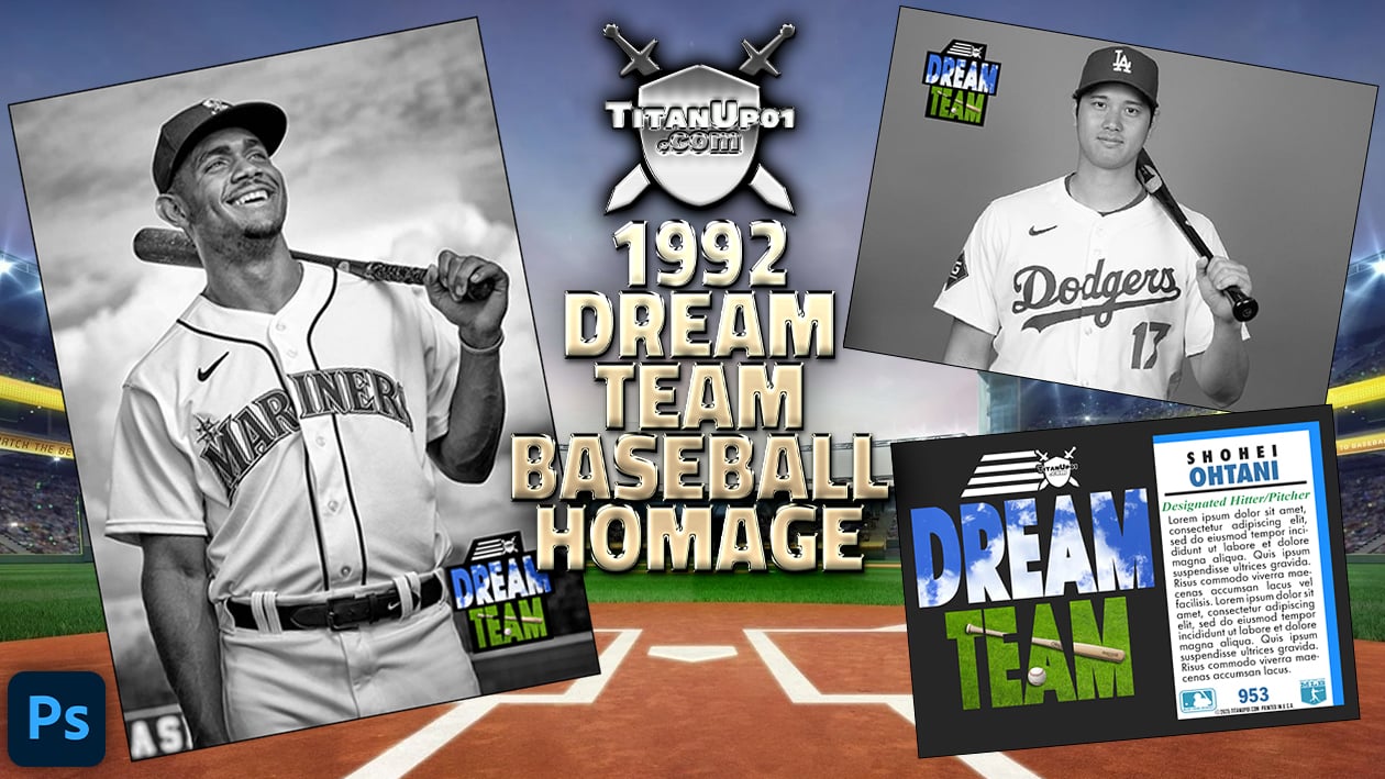 1992 Dream Team Baseball Homage Photoshop PSD Templates