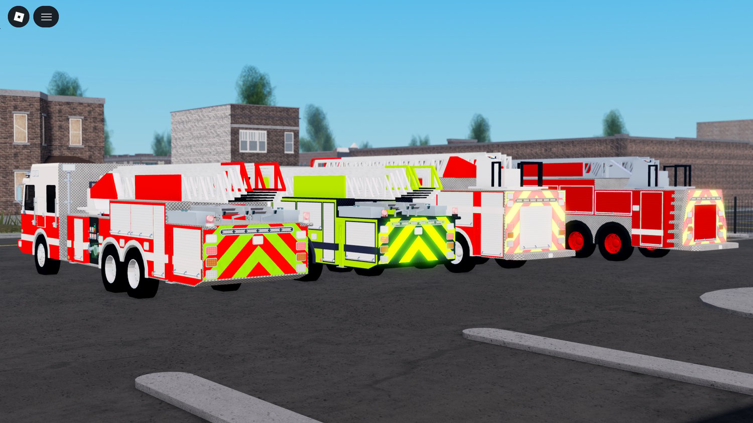 Spartan Ladder truck displayed in city