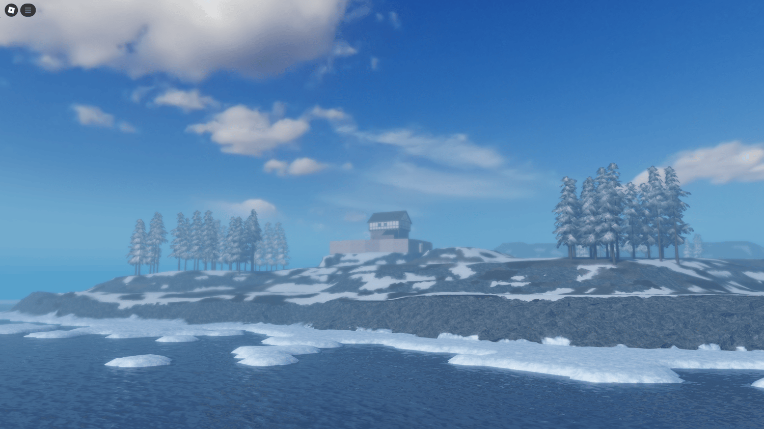 Icy forest landscape within a medieval open world