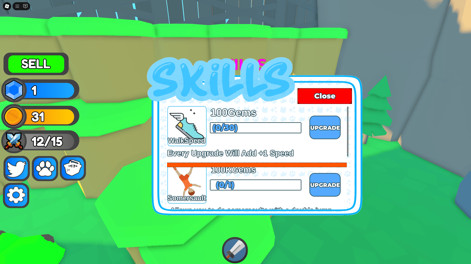 Skills menu for proper leveling