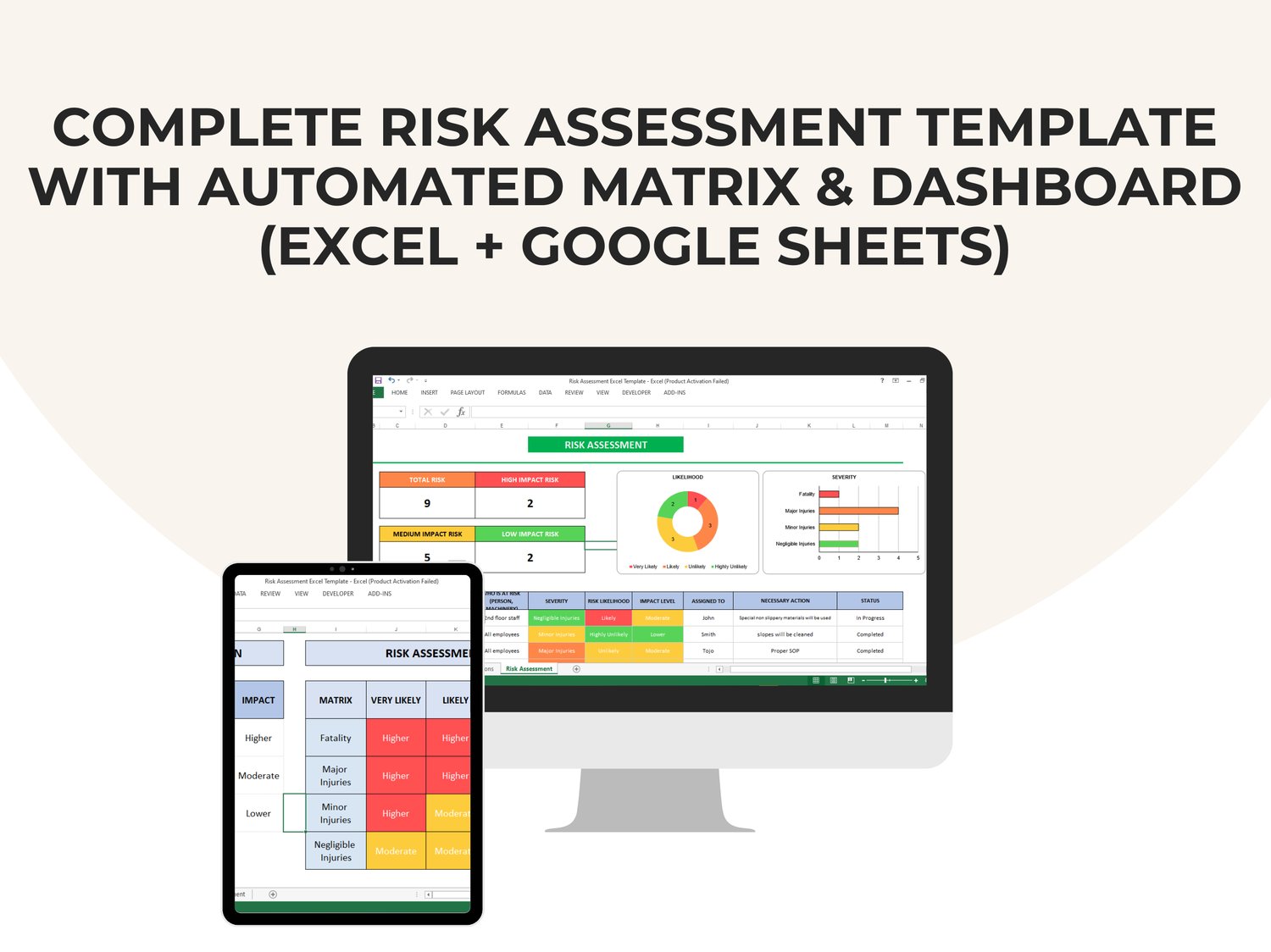 Complete Risk Assessment Template with Automated Matrix & Dashboard (Excel + Google Sheets)