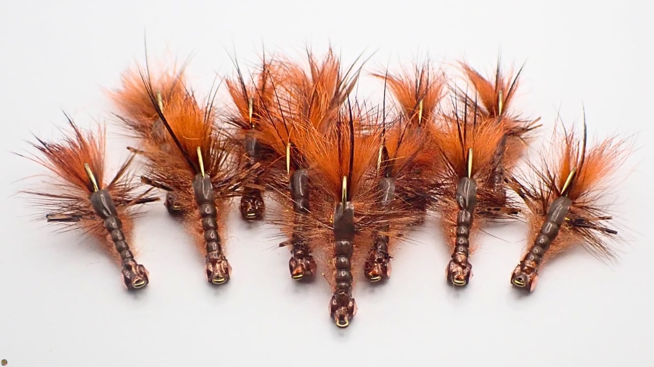 Craw Jig flies for smallmouth bass, tied and designed by Matt Campbell.