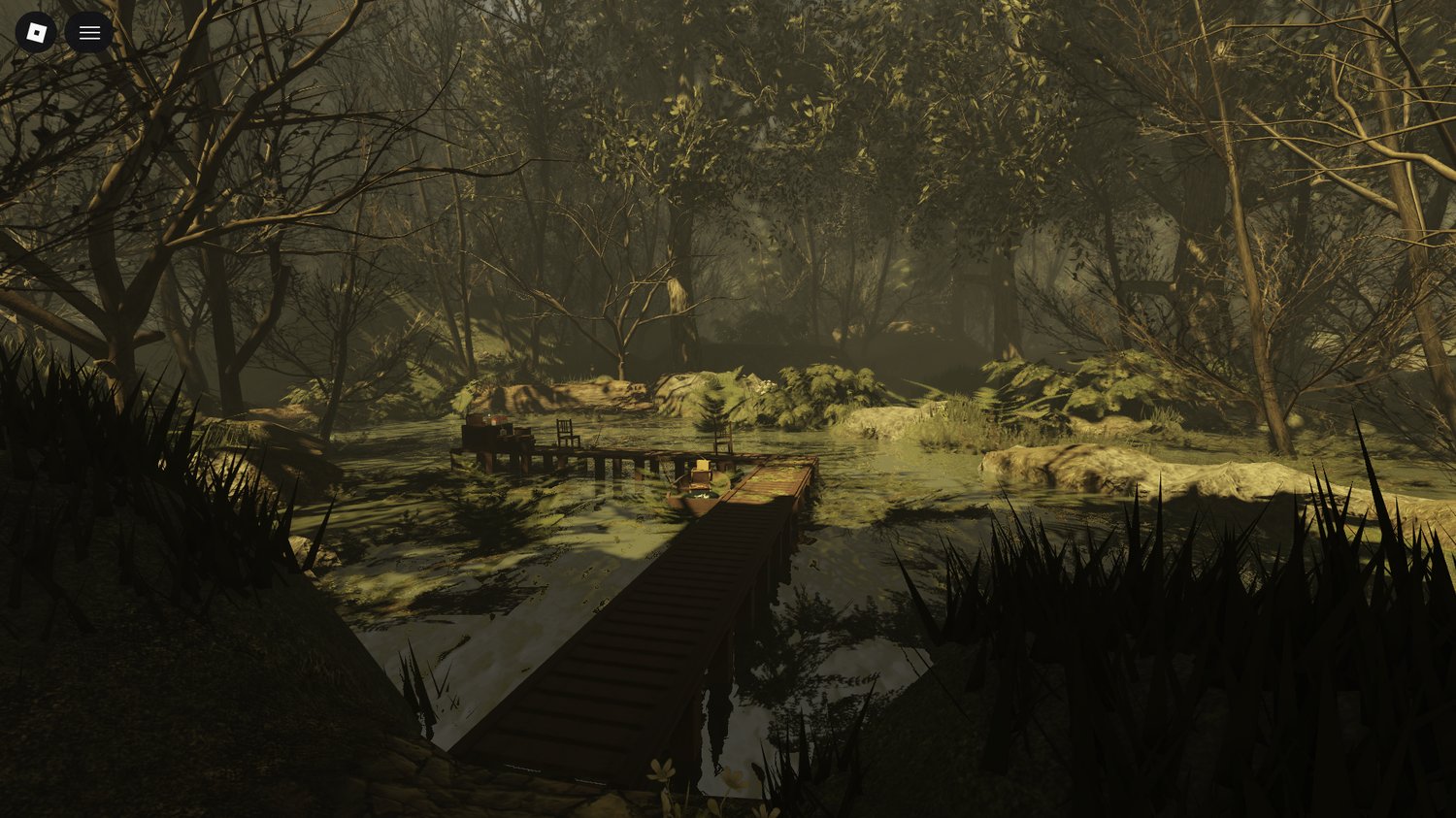 Overgrown trees and hanging moss