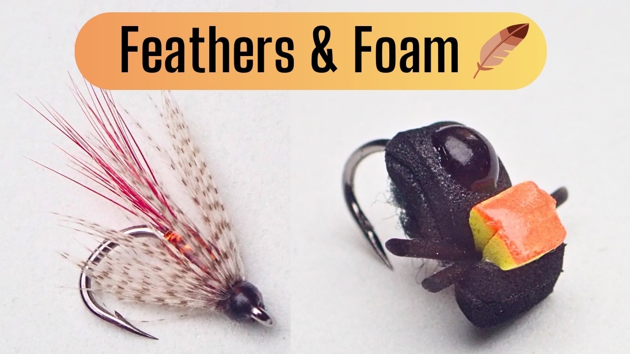 Little Sparrow wet fly and Sunrise Beetle tied and fished for trout.