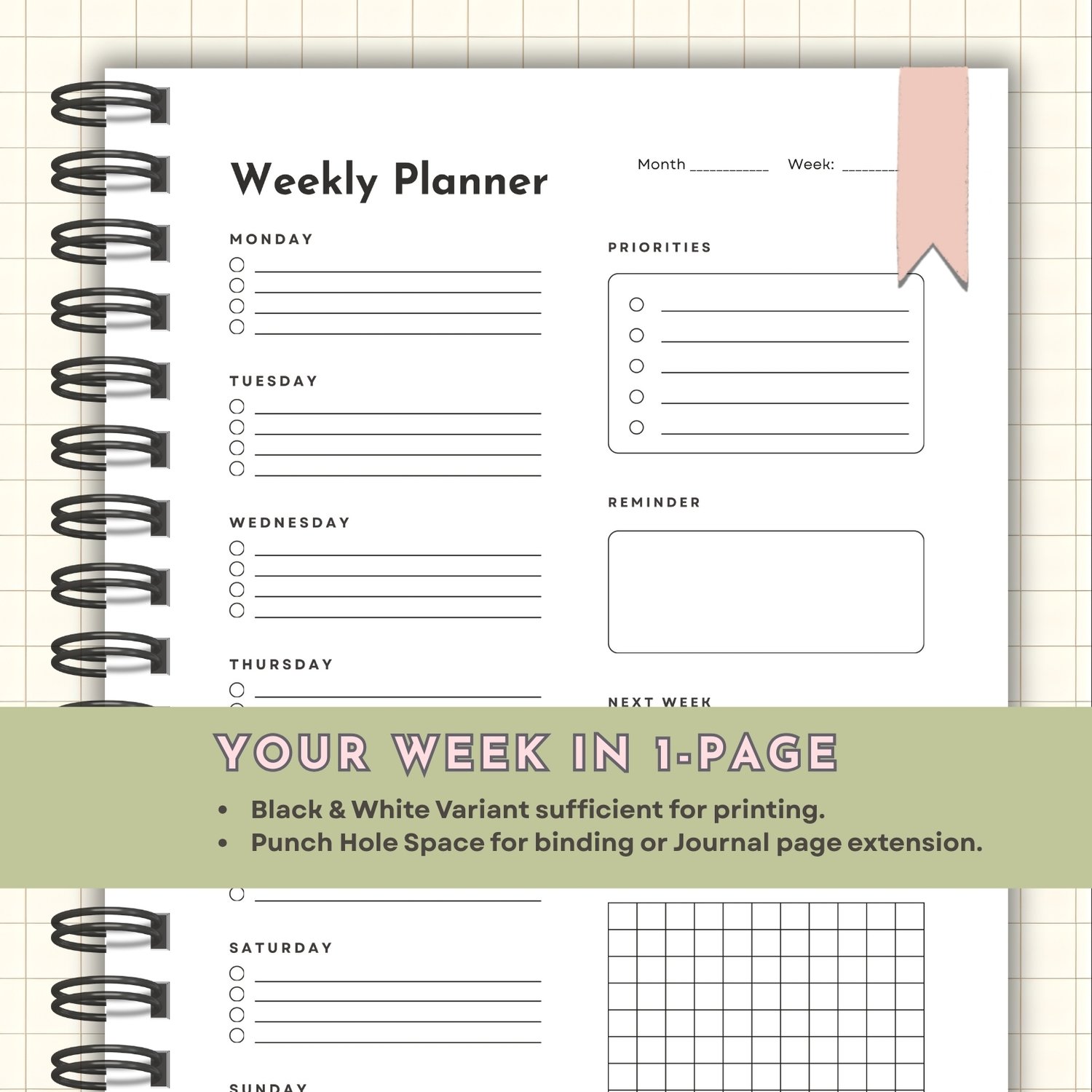 Simple Printable Digital Weekly Planner - Payhip