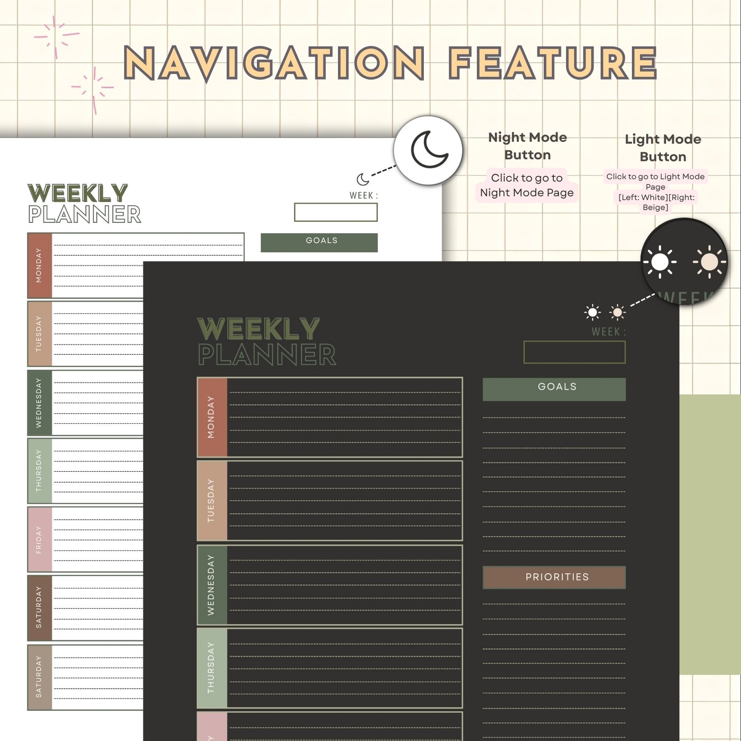 Dark Mode Printable Digital Weekly Planner - Payhip
