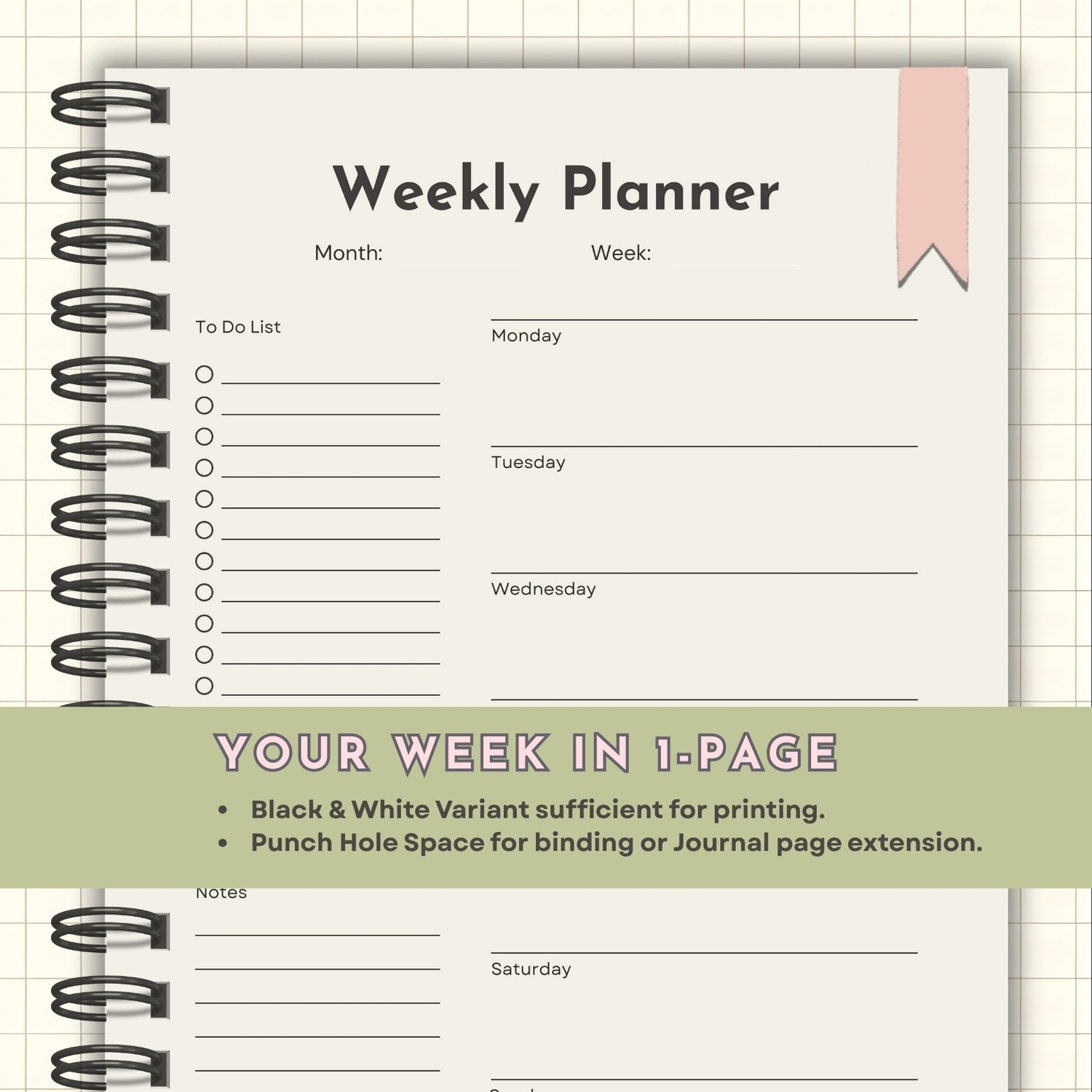 Minimalist Printable Digital Weekly Planner - Payhip