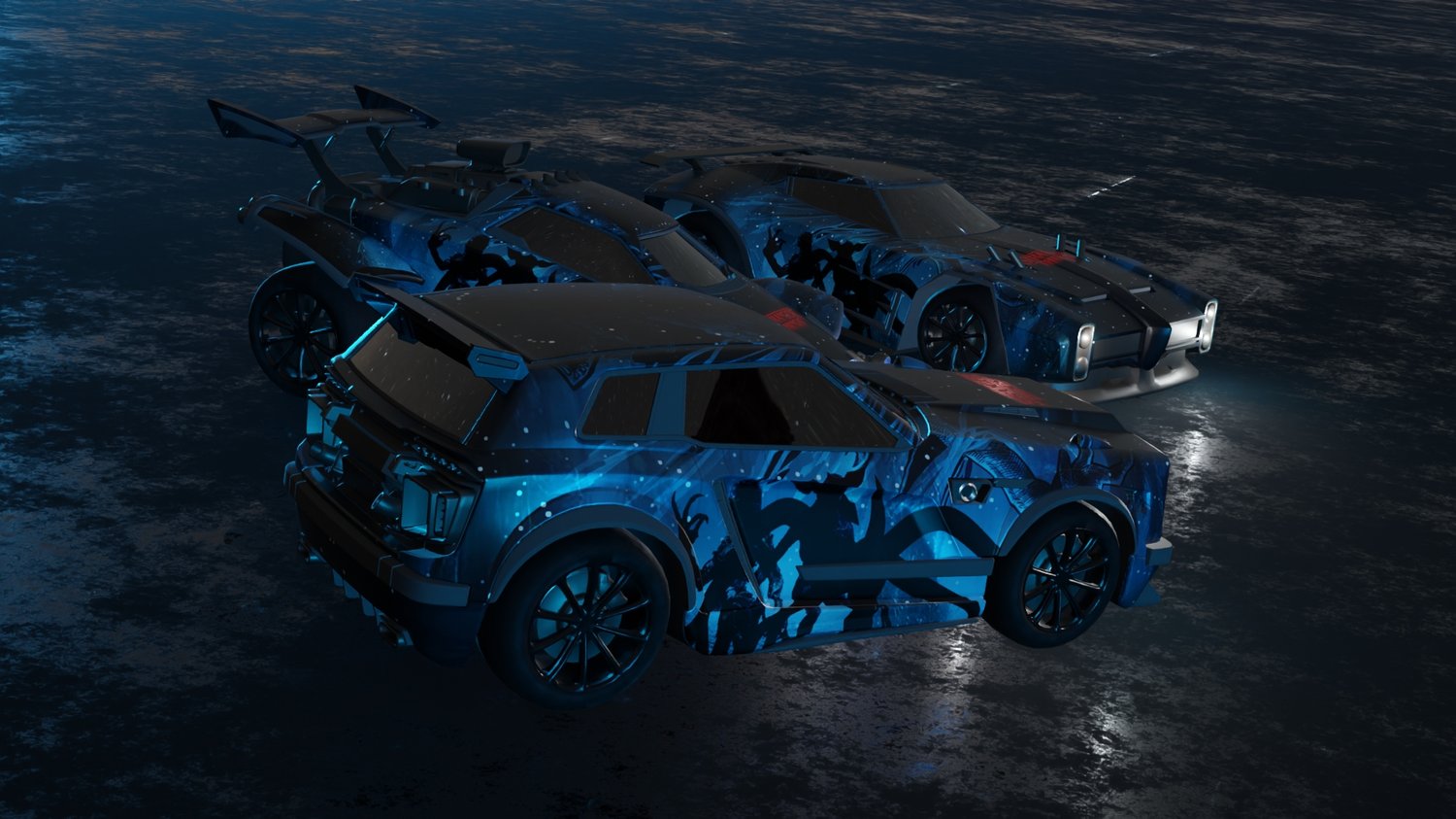 Bundle Rocket League comprenant décal voiture, ballon et bannière de joueur, style inspiré de Stranger Things