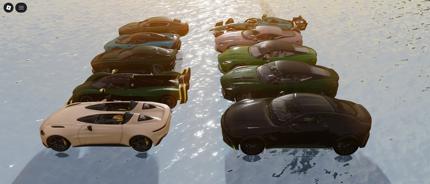 Sleek Aston Martin models in Roblox