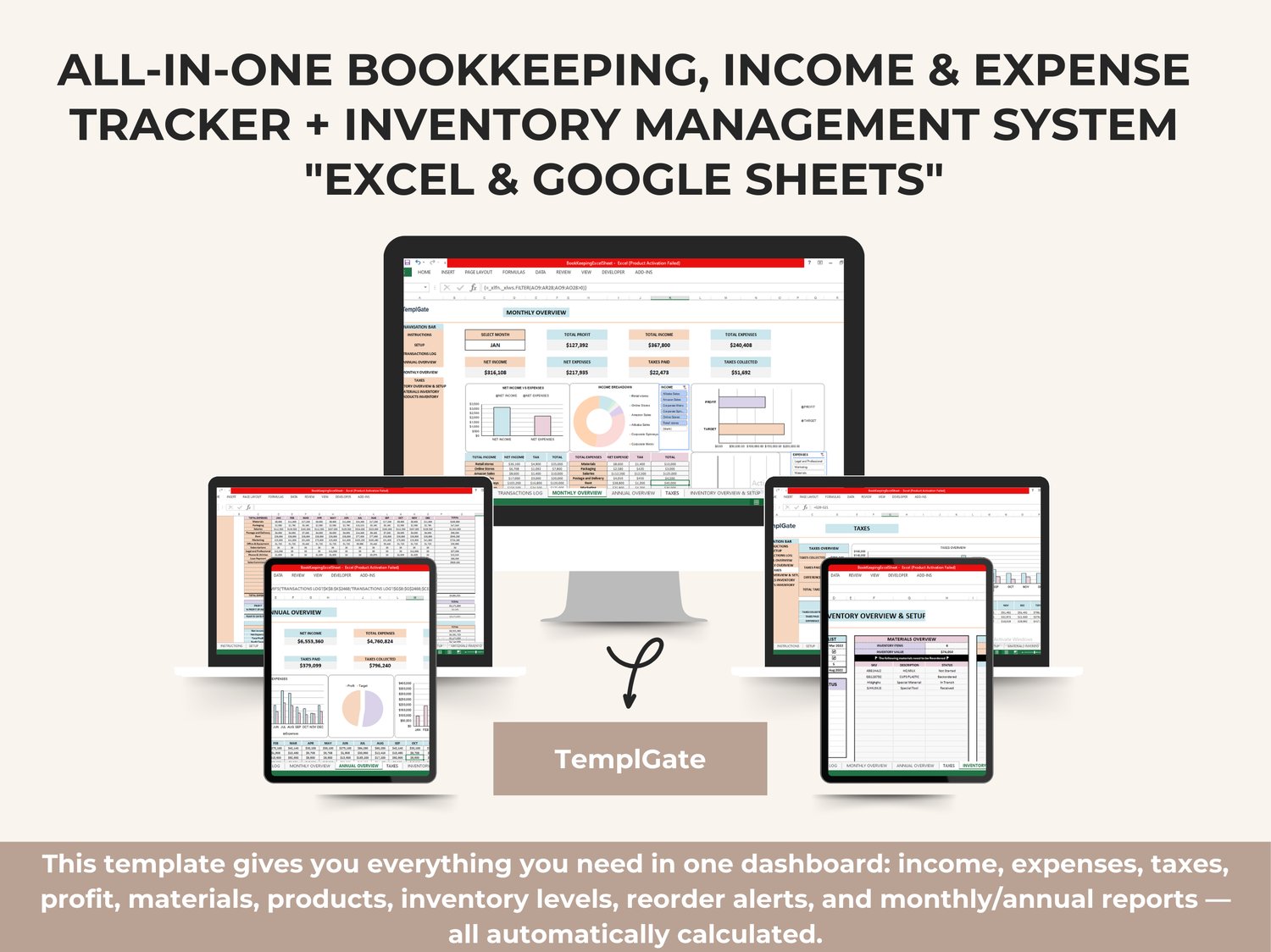 Expense Tracker System Implementation All-in-One Bookkeeping, Income & Expense Tracker Inventory Management ...