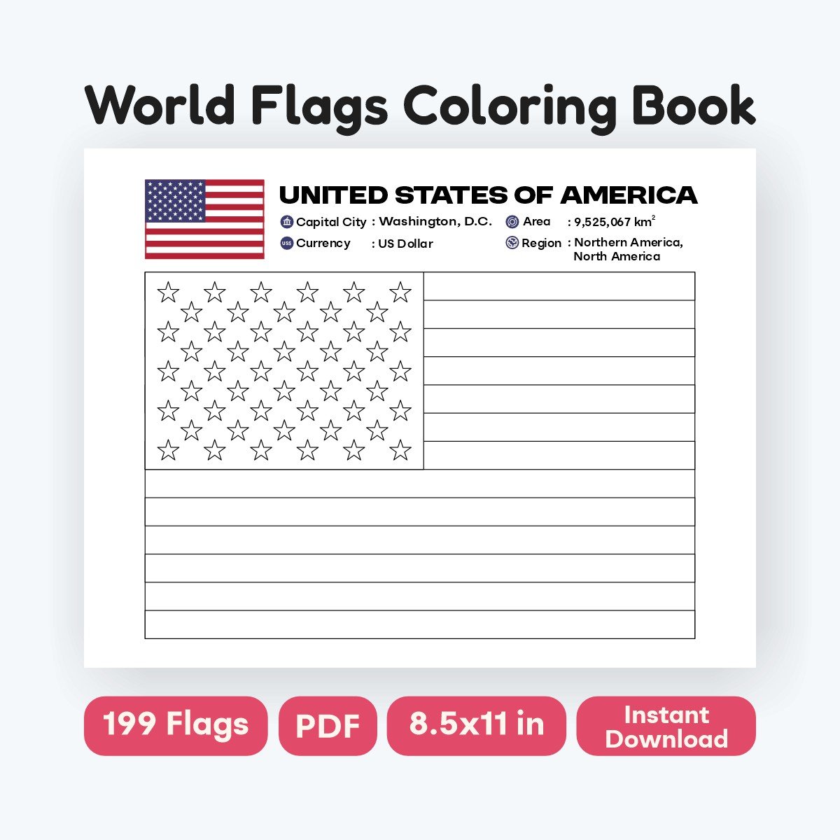 printable flag coloring pages for geography learning - fizzia.store